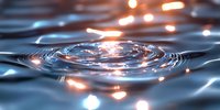 Concentric ripples in dark blue water surface with glowing orange light reflections creating mesmerizing pattern. Abstract nature background for meditation and wellness.