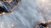 Abstract luxury background with gray marble texture and golden glowing cracks, sparkles scattered across dark cosmic surface. Modern art design element.