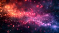 Magical glowing bokeh lights creating dreamy abstract background in purple, pink and orange colors with sparkling particles and blurred circles effect.