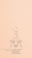 Minimalist line art sheep with decorative stars and swirls on warm beige background, featuring 2027 Christmas text. Isolated design suitable for greeting cards, holiday posters, and seasonal marketing materials.