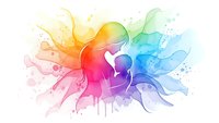 Vibrant rainbow watercolor splash with flowing organic shapes and paint drips on white background for creative design projects and artistic applications.