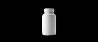 Blank white medicine bottle with screw cap isolated on transparent background, ready for packaging design, labels, print-on-demand products, and sublimation projects.