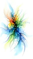 Abstract watercolor explosion with flowing organic shapes in vibrant rainbow colors on white background for creative design projects.