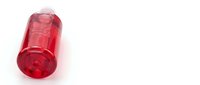 Red transparent plastic bottle with white cap isolated on white background for product packaging and design projects.