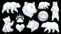 Polar bear line art collection isolated on transparent background, ready for t-shirt design, clipart, stickers, sublimation and print-on-demand products.