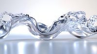 Flowing liquid wave with dynamic splashing water surface creating abstract curved shape against light background, suitable for fresh beverage advertising.