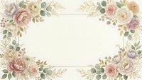 Soft watercolor floral frame with pastel roses, peonies, and eucalyptus leaves on cream background, perfect for wedding invitations.