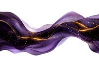 Flowing purple and gold waves with sparkling stars create ethereal abstract design on white background, isolated for creative projects and digital art.