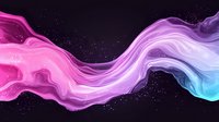 Flowing abstract wave in pink, purple and blue colors with sparkle effect on black background creates dynamic motion and energy for modern design projects.