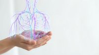 Human hands cupping glowing holographic lungs with bronchial tree visualization for medical education and respiratory health awareness campaigns.