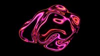 Vibrant neon pink and magenta liquid metal form swirling, flowing shapes against black background. Isolated design element for digital art, web graphics, and creative projects.
