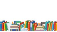 Colorful stacked books and notebooks arranged in rows on white background, isolated clipart suitable for education, library, and learning design projects.