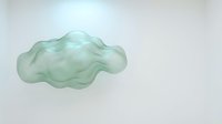 Abstract fluid green cloud formation floating on soft gradient background for modern digital art and creative design projects.