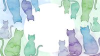 Watercolor cat silhouettes in blue green purple tones isolated on white background for pet design projects and animal themed decorations.