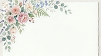 Watercolor floral corner arrangement with pink roses, lavender, ferns and eucalyptus leaves on cream background. Isolated design element for invitations, cards and stationery projects.