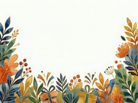 Autumn botanical border frame with decorative foliage, leaves and branches in warm fall colors isolated on white background, suitable for greeting cards, invitations and seasonal design projects.