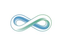 Blue and green gradient infinity symbol on white background isolated for logo design and mathematical concepts.