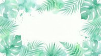 Watercolor tropical foliage frame with monstera and palm leaves in shades of green, isolated on white background for design projects, invitations, and digital layouts.