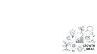 Business growth concept with hand-drawn icons including lightbulb, plant, gears, charts and growth ideas text on white background for presentations.