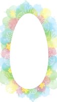 Watercolor Easter egg frame with decorative border featuring pastel colors, floral elements and ornate patterns on white background for spring designs.