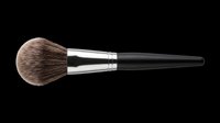 Makeup brush with natural bristles and black handle isolated on transparent background, ready for beauty product design, cosmetics packaging, tutorials, and print-on-demand applications.