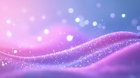 Magical flowing waves with sparkling particles and bokeh lights in pink and blue gradient background create dreamy atmospheric effect. Suitable for fantasy designs.