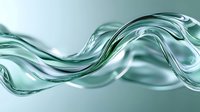 Flowing transparent glass wave with smooth curves and reflective surface creating elegant liquid motion against soft gradient background for modern design.