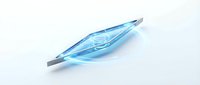 Blue transparent glass leaf sculpture with metallic edges on white background isolated for modern decor and artistic design projects.