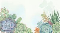 Watercolor succulent plants frame border with copy space for text on light background for botanical design projects and natural decorations.