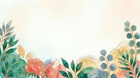 Soft watercolor floral border with pastel peonies, green leaves, and gold accents on a light background, perfect for wedding or greeting cards.