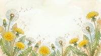 Watercolor dandelions with flying seeds on a light background, copy space for text, spring floral border frame for cards and posters.