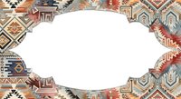 Ethnic tribal geometric frame with ornamental border on white background, ready for design use on invitations, cards, and promotional materials.