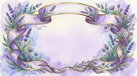 Lavender flowers and ornamental ribbons frame an empty center space on isolated background, suitable for greeting cards, invitations, and design projects.