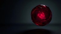 Deep red glowing sphere with luminous core floating against dark background, suitable for sci-fi, technology, and abstract design projects.