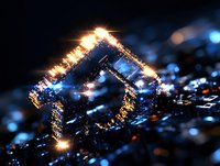 Glowing musical note symbol with golden light effects and blue bokeh background, creating magical atmosphere for music and entertainment designs.