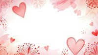 Romantic pink hearts and floral elements frame with white center space for Valentine's Day cards, wedding invitations, and love-themed designs.