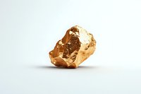 Raw gold nugget isolated on white background, showcasing natural metallic texture and irregular shape for luxury jewelry design or precious metal investment concept.