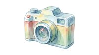Watercolor vintage camera with pastel tones, isolated on white background. Suitable for photography blogs, design projects, and creative content.