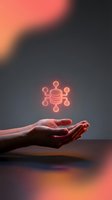 Hands presenting glowing network icon symbolizing connectivity, data sharing, and digital transformation in modern business technology environment.