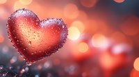 Red heart with water droplets on romantic bokeh background for Valentine's Day cards and love-themed designs.