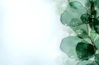 Delicate green watercolor eucalyptus leaves with soft translucent effects create an elegant botanical border against white background, suitable for wedding stationery.