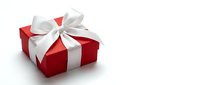 Red gift box with white satin ribbon bow isolated on white background for holiday celebrations, birthdays, Christmas presents and special occasions.