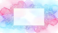 Watercolor background with ornate mandala patterns in pink purple blue hues featuring blank white space for text or design elements.