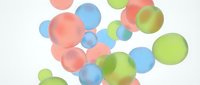 Abstract colorful circles in coral pink blue and green tones floating on white background for modern design projects and creative presentations.