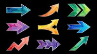 Set of colorful watercolor arrows in various shapes and directions, isolated on transparent background, ready for stickers, t-shirt design, clipart, and print on demand use.