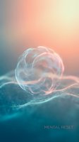 Translucent spherical form resting on flowing fabric with soft gradient background transitioning from teal to coral, conveying concepts of mindfulness, wellness, and mental clarity for meditation and self-care applications.