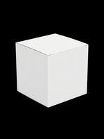 White blank square cardboard box isolated on transparent background, ready for packaging mockup, product branding, sticker, clipart, and print on demand design use.