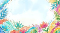 Colorful watercolor floral border with vibrant flowers and leaves on white background, isolated design element for invitations, cards, and creative projects.