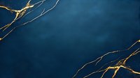 Dark navy blue luxury background with golden marble veins and cracks creating elegant abstract pattern. Textured surface for premium design projects.