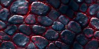 Dark blue cellular structure with glowing red borders creating an abstract scientific pattern. Microscopic view of organic tissue or medical research background.